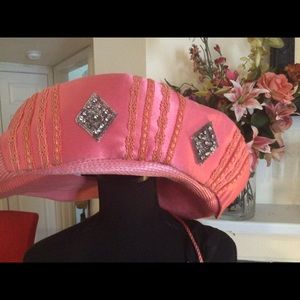 Peach Hat and matching handbag